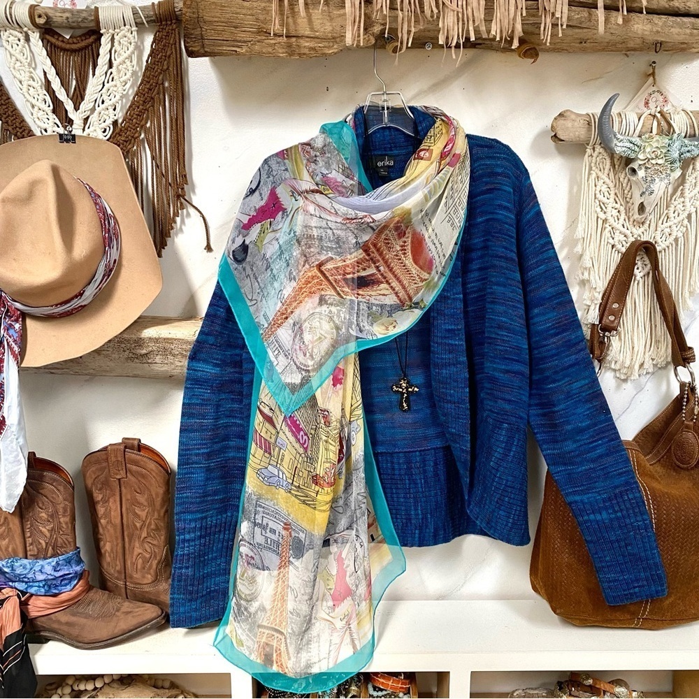 Silk Chicago scarf/wrap w shabby chic vibe
